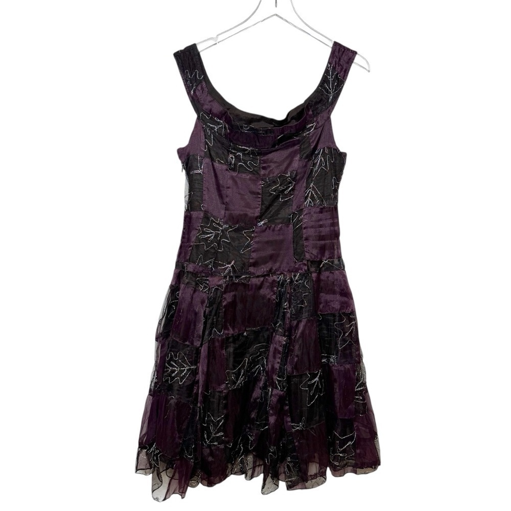Vintage Nomads Purple Black Patchwork Fairycore Babydoll Women’s Dress L - Picture 9 of 12
